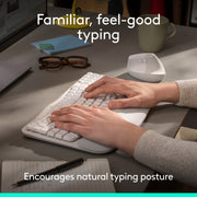 Logitech Wave Keys Wireless Ergonomic Keyboard with Cushioned Palm Rest, Multi-Device Bluetooth Connectivity, Off White, 920-012275
