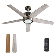 Vagizm 52 Inch Ceiling Fan Brushed Nickel Remote Controlled Dimmable Light Combo
