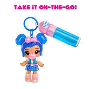 MGA Entertainment Yummiland Licensed Sweets Lip Gloss Doll with DIY Blue Raspberry Blow Pop Lip Gloss, Removable Keychain, Articulated 4-Inch Figure