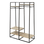 Better Homes & Gardens Freestanding Metal 2-Rod Garment Rack with 4 Wooden Shelves, Black - Durable