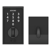 Schlage Century Matte Black Touchscreen Electronic Deadbolt, Keyless Entry, Metal Construction, Grade 2 Security, BE375CEN622