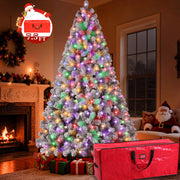 Yexmas 7.5FT Pre-Lit Snow Flocked Christmas Tree with 450 Warm White and Multicolor LED Lights