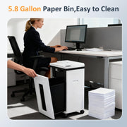 QUIETLEMON Heavy Duty Micro Cut Paper Shredder, 200-Sheet Auto Feed, 7-Sheet Manual, P-5 Security Level, 5.8-Gallon Bin, White, OL-289