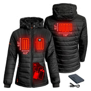 ActionHeat AH-PJKT-5V-W-B-XL Women's Heated Puffer Jacket W/ Hood Black XL