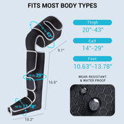 Mynt W51501A01 Leg Massager with Heat and Compression, 5 Modes, Adjustable Plus Size Fit, Black