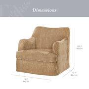 My Texas House Lauren Swivel Accent Chair, Honey Brown Polyester Fabric, 360-Degree Steel Base, Pocket Coil Seat Cushion, MT2637596600001