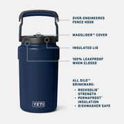 YETI Silo Half-Gallon Sports Water Bottle with PermaFrost Insulation, Leakproof MagSlider Straw Cap, Ergonomic Handle, Rescue Red, 21071504438