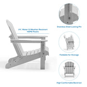 Westintrends Outdoor Folding HDPE Adirondack Chair, Patio Seat, Weather Resistant, Pacific Blue 1