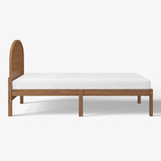 Mainstays Kids Twin Size Wood Platform Bed Frame, Solid Wood, Arched Headboard, Walnut