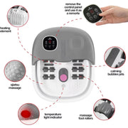 Medical King Foot Spa Massager, 5-in-1 Heat Therapy, Bubble Jets, Vibration, Pumice Stone, Collapsible, Gray
