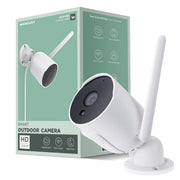 Merkury Smart MI-CW055-199W 1080P Smart Outdoor Security Camera - Weatherproof, Night Vision, Two-way Audio - White - Wi-Fi Enabled