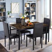 Segmart B1401 Modern Faux Dining Table Set Chairs, Rectangle Kitchen Table 5 Pieces, Brown