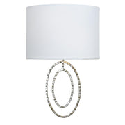 Crystorama Layla 2 Light Wall Sconce with Antique Silver Finish and White Silk Drum Shades, 8.5 in W, 13 in H, 341-SA