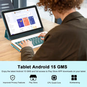 CUPEISI Android 15 Tablet PC, 10 Inch 1280x800 IPS HD Touchscreen, 20GB RAM, 128GB ROM, 2TB Expandable Storage, Quad-Core 2.0GHz Processor, Bluetooth Keyboard Mouse Stylus, WiFi 6, Bluetooth 5.0, CP31M