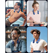 HUANCTOMA Atupen Portable Neck Fan, Hands-Free, Bladeless, 3 Speeds, 5200 mAh Battery, Blue