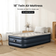 iDOO Twin Size Air Mattress, 18in Thick Inflatable Airbed with Built-in Pump, Waterproof PVC, 560lb Max Load, Gray