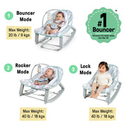 Ingenuity Keep Cozy 3-in-1 Baby Bouncer Rocker Toddler Seat with Vibrations Pink Burst 12909