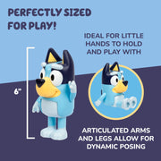 Moose Toys Bluey Chat Mates Talking Figure with 10 Iconic Phrases, Articulated, 6 Inch, Blue