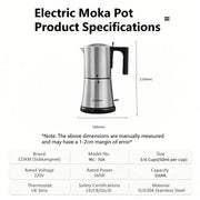 CDKM Fully Automatic Electric Mocha Pot Coffee Maker, One-Touch Brewing, Anti-Dry Burn, 3-6 Cup Capacity, 304 Stainless Steel, Brown, MC-70A