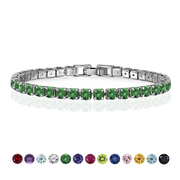 JeenMata RHJGJ932CzmnMay11 11 TCW Round Cut May - Emerald - Birthstone Tennis Bracelet for Women in Eternity Design - White Gold Plating  Female  Adult