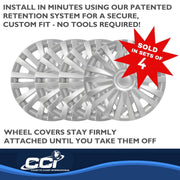 Coast2Coast Int. IWC50715S Automotive Wheel Cover, 15 Inch, 9 Split Spoke Silver, Set of 4
