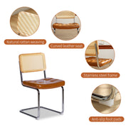 JXXRZ Rattan Dining Chairs Set of 2, Mid Century Modern Kitchen Side Chairs, Faux Leather Upholstered, Brown, WALJXXRZ250814