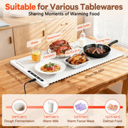 YUWENUS T2655426 Electric Warming Tray, Fast Heating Silicone Mat, 26x15 in, White