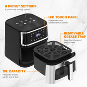 Yilush Multifunctional Digital Air Fryer with Rotisserie and Dehydrator, 17 Touch Screen Presets, XL 7L Capacity, Auto Shutoff, Large Easy-View Window, Black, HQKJ