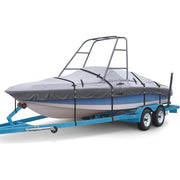 Zenicham Adjustable Heavy Duty Waterproof 900D Ski & Wakeboard Tower Boat Cover, Gray, Fits 22-24 ft Boats, Beam Width up to 116 in