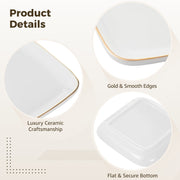 Hygivital Ceramic Jewelry Tray Set, 12 Pcs 4.5 Inch Square White Ring Dish Organizer with Gold Borders