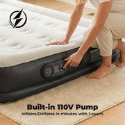 Alvantor Air Mattress with Built-in Electric Pump, Comfort Flocking Top, Honeycomb Support, Black, Twin and Queen Sizes