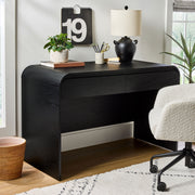 Better Homes & Gardens Juliet Curved Writing Desk with Storage, Black Composite Wood, Soft-Close Drawers, Mid-Century Modern Design