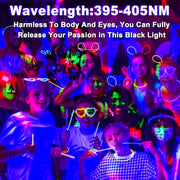 Ouside 200W LED Black Light 2 Pack, Powerful UV Black Lights, IP66 Waterproof, 395-405nm Wavelength, Aluminum Construction, Plug Included