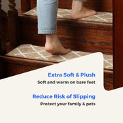 MBIGM Non-Slip Indoor Stair Treads, Soft Plush Carpet Step Covers, Brown, 8 in x 30 in, 15-Pack, MBIG12197