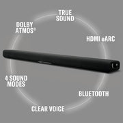 Yamaha SR-B30A Sound Bar, Dolby Atmos, Dual Built-In Subwoofers, Bluetooth 5.1, Black