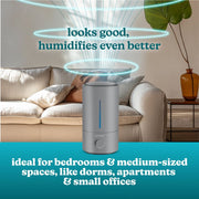 HoMedics Ultrasonic Cool Mist Humidifier with Essential Oil Tray, Gray, 0.96 Gallon, 44-Hour Runtime