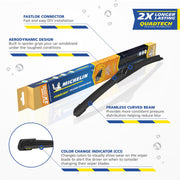 Michelin Forecast Predictive Automotive Windshield Wiper Blade, 26 in, Silicone Ceramic Beam with Yellow Edge Color Change Indicator, 91-260MFY