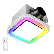 Akicon Bathroom Exhaust Fan, 110 CFM, 1.5 Sone, RGB LED Light with Dimmable 3CCT Lighting, Night Light, Remote Control, White, AKR110-RGB3-W