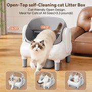 Cumrige Self Cleaning Cat Litter Box, Open Top, App Controlled, Advanced Safety Sensors, Large 10.5L Sealed Waste Bin