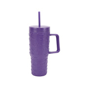 Way To Celebrate WT46630221445PU 30 Ounce Acrylic Double Wall Embossed Bat Tumbler with Handle, Reusable Straw, Purple