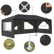 Ktaxon 10 ft x 20 ft Waterproof Party Tent with 6 Side Walls Waterproof Canopy Patio Wedding Gazebo Black