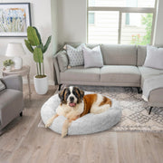 Best Friends by Sheri Original Calming Donut Dog and Cat Bed, Lux Faux Fur, Gray, Extra Large 45in, 4900