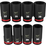 Milwaukee 49-66-7020 SHOCKWAVE 3/4 in. Drive Metric Deep Well 6 Point Impact Socket Set (8-Piece)