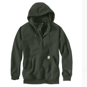 Carhartt Rain Defender Loose-Fit Heavyweight Quarter-Zip Hooded Long-Sleeve Sweatshirt for Men - Forestry Green - L
