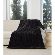 Idea Nuova Cozy Haven Oversized Faux Fur Throw Blanket, Reversible Ultra-Soft Polyester, Black, 50