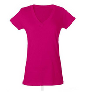Tultex Womens Slim Fit Fine Jersey V-Neck T-Shirt pink XL