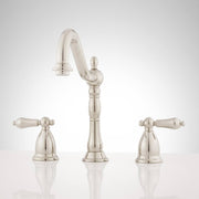 Victorian Gooseneck Lavatory Faucet - Metal Lever Handles - Polished Nickel-LEAD FREE