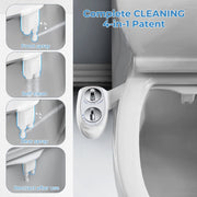 KINGTACK Toilet Bidet Attachment, Dual Nozzle, Non-Electric Bidet Attachment for Toilet Seat, Adjustable Water Pressure, Rear and Feminine Wash (White)