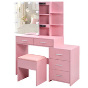 Ktaxon Lighted Makeup Vanity Table Set, Pink