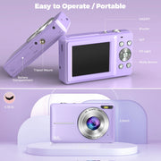 Hicshon DC403 44MP Digital Camera 1080P Video W/32GB TF Card